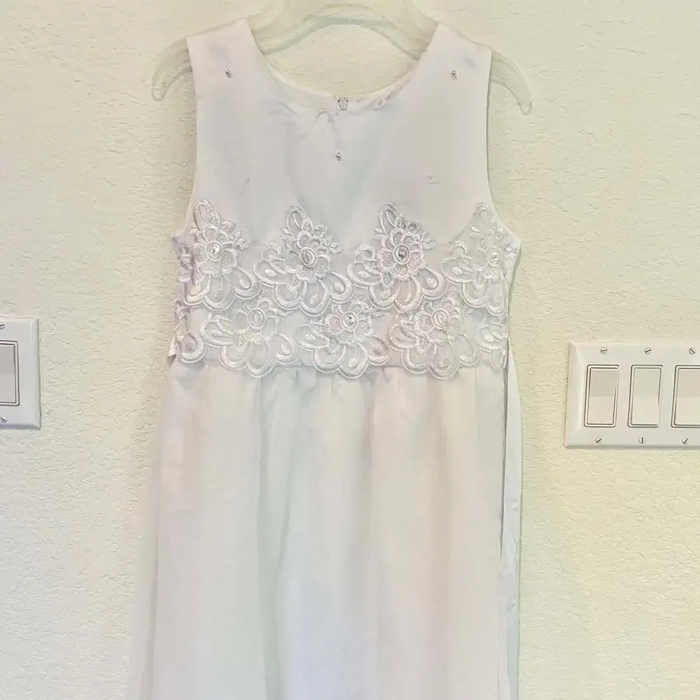 Emerald gumdrops white formal flower girl wedding dress baptism Christening 12